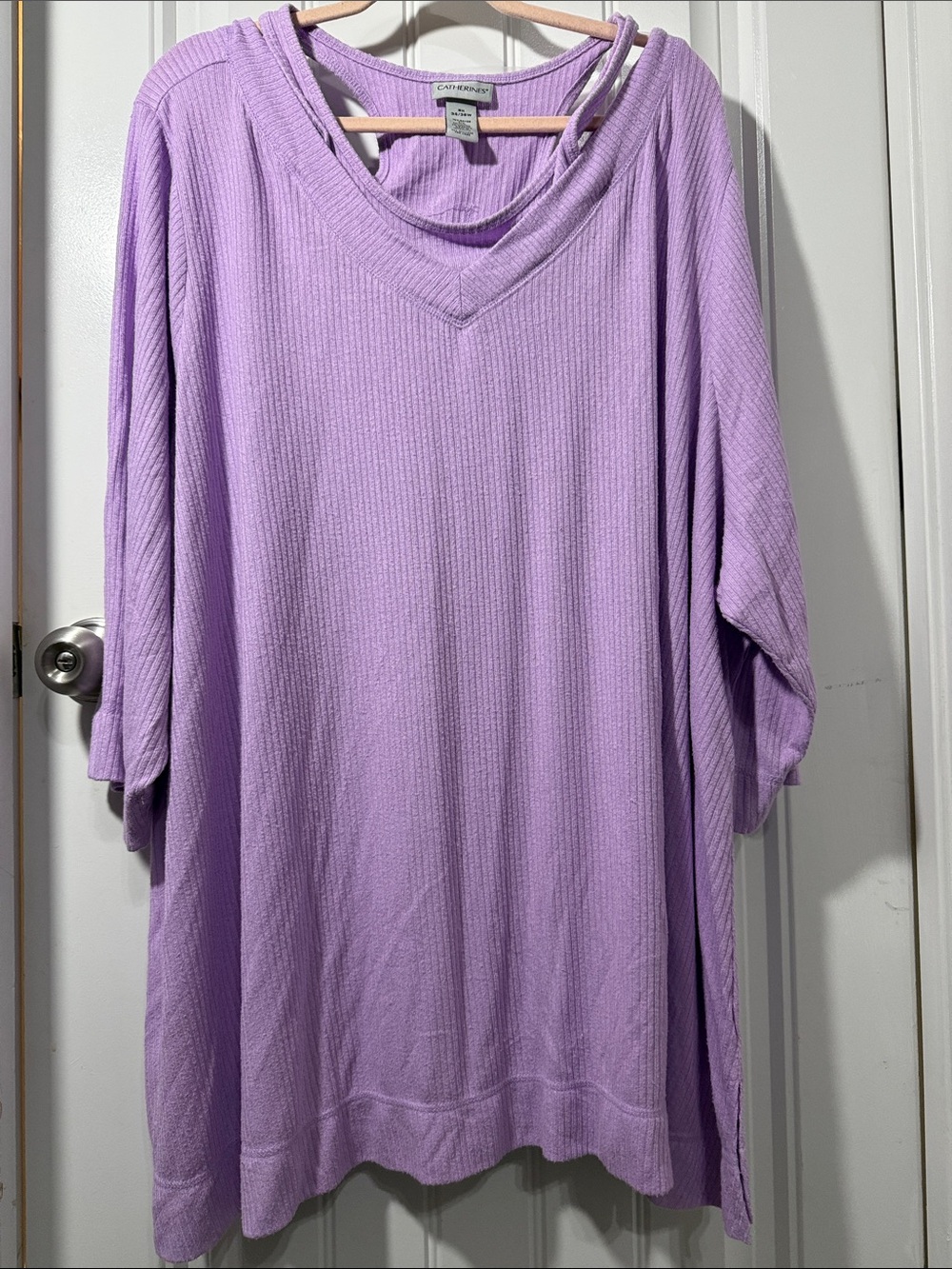 Catherines Lavender Ribbed V-Neck Longline Tunic